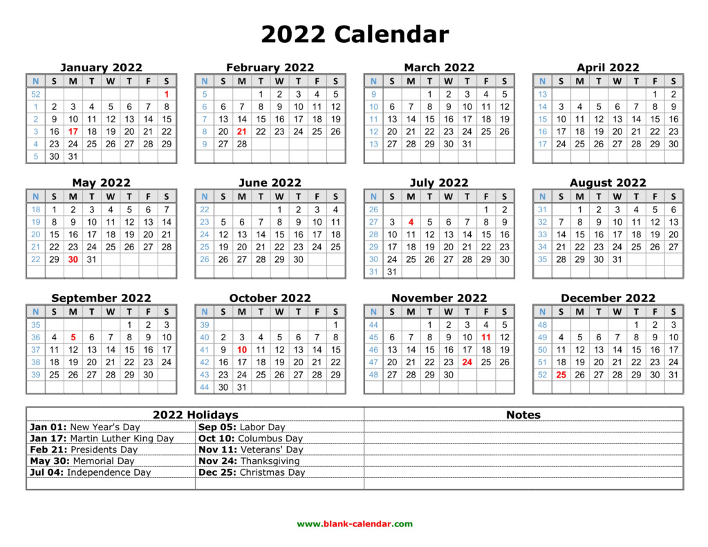14 Calendar 2022 With Holidays Printable Pics All In Here