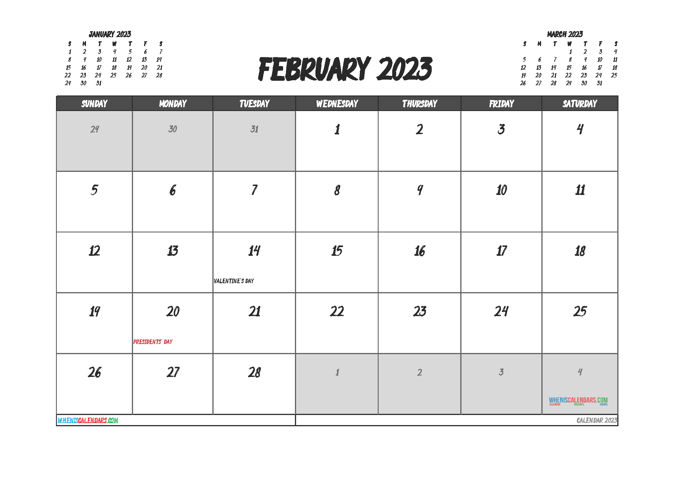 2023 Printable Monthly Calendar With Holidays Calendar Of National Days