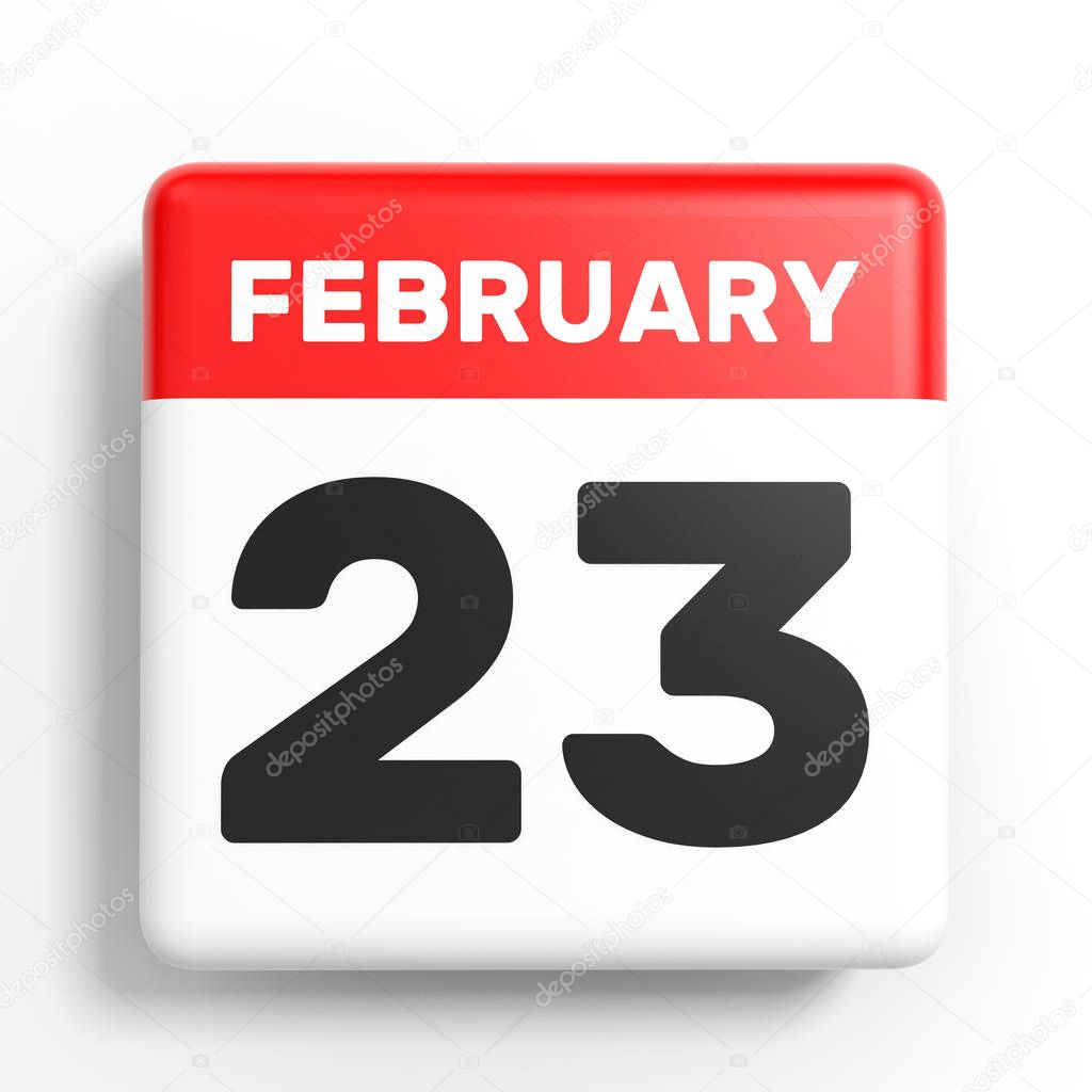 23 Februar Kalender Auf Wei em Hintergrund Stockfoto ICreative3D