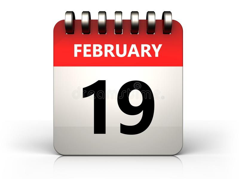 3d 19 February Calendar Stock Illustration Illustration Of Floor 
