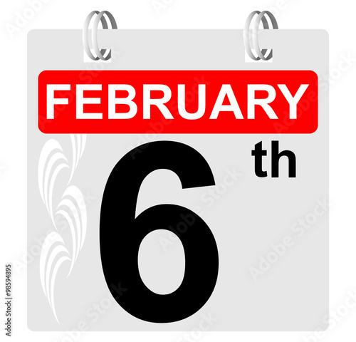 6th February Calendar With Ornament Buy This Stock Vector And Explore