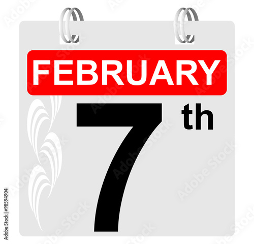  7th February Calendar With Ornament Stock Image And Royalty free 