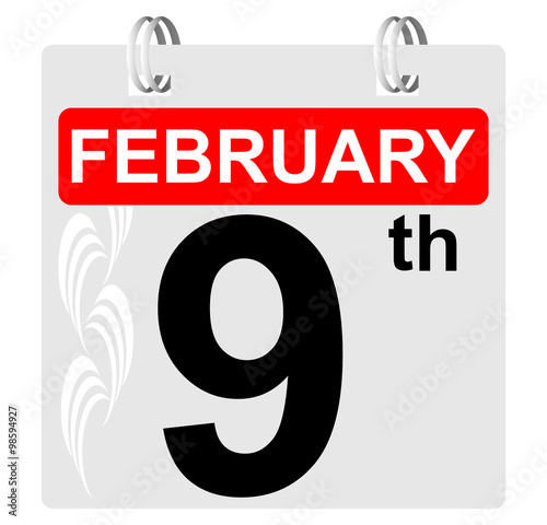  9th February Calendar With Ornament Stock Image And Royalty free 