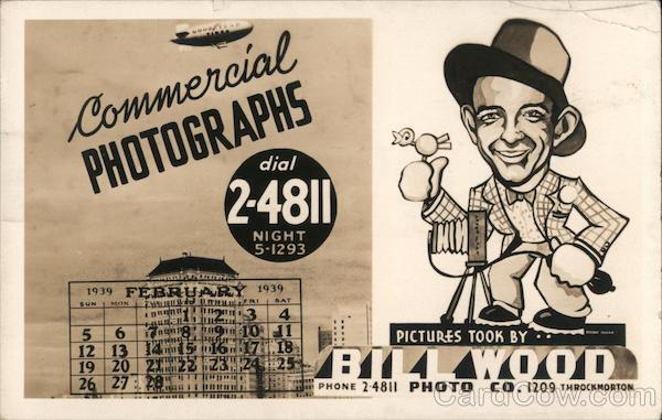 Bill Wood Commercial Photographs February 1939 Calendar Fort Worth 