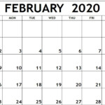 Blank 2020 February Calendar Fillable Templates Free Printable