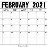 Blank February 2021 Calendar Printable Latest Calendar Printable