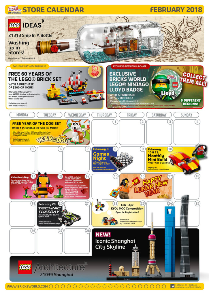 Bricksworld February 2018 LEGO Store Calendar Candidbricks