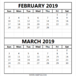 Calendar 2019 February And March Calendar Printables 2019 Calendar