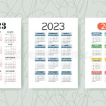 Calendar 2023 Year Set Vector Template Collection Graphic Design