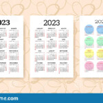 Calendar 2023 Year Set Vector Template Collection Graphic Design