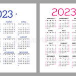 Calendar 2023 Year Set Vector Template Collection Ready Design Week