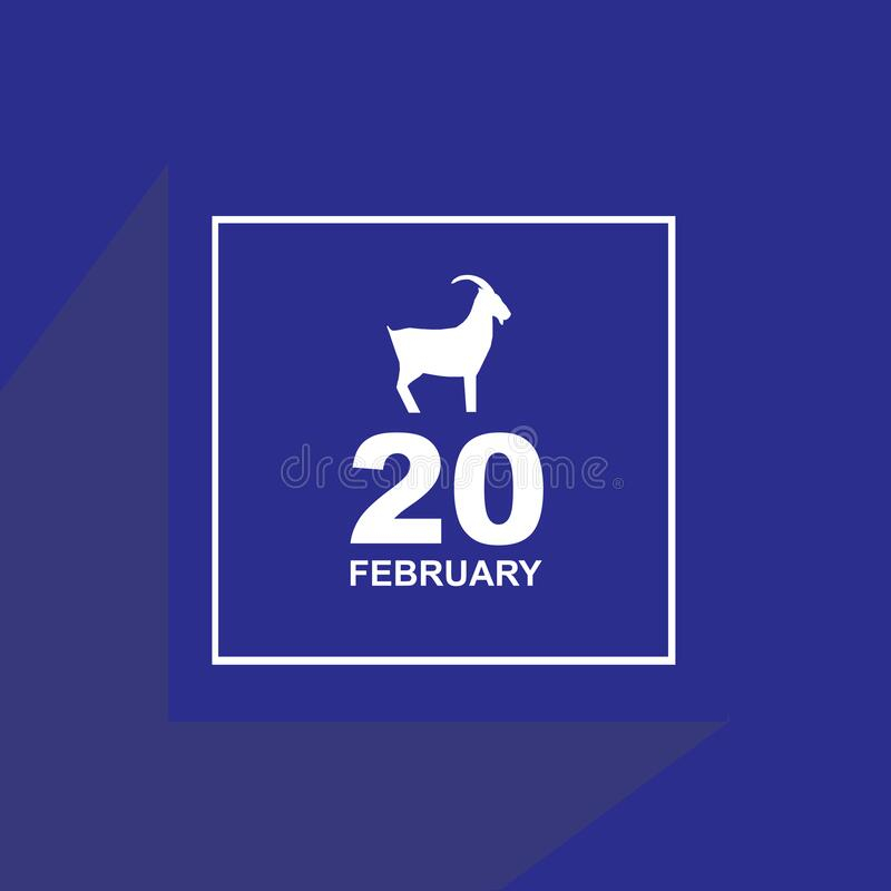 Calendar February 20 Icon Illustration With Chinese Zodiac Or Shio Goat