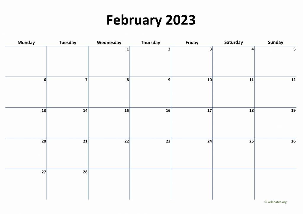 Calendar February 2023 United Kingdom Wikidates