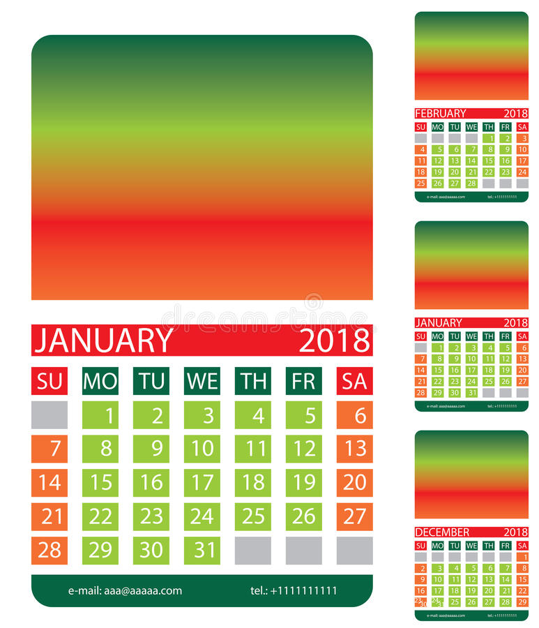 Calendar Grid December January February Stock Vector Illustration 