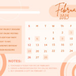 Calligraphy February 2023 Calendar Google Docs Illustrator Word