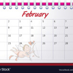 Cartoon February Calendar Royalty Free Vector Image