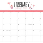 Cute February 2019 Calendar Printable feb february2019