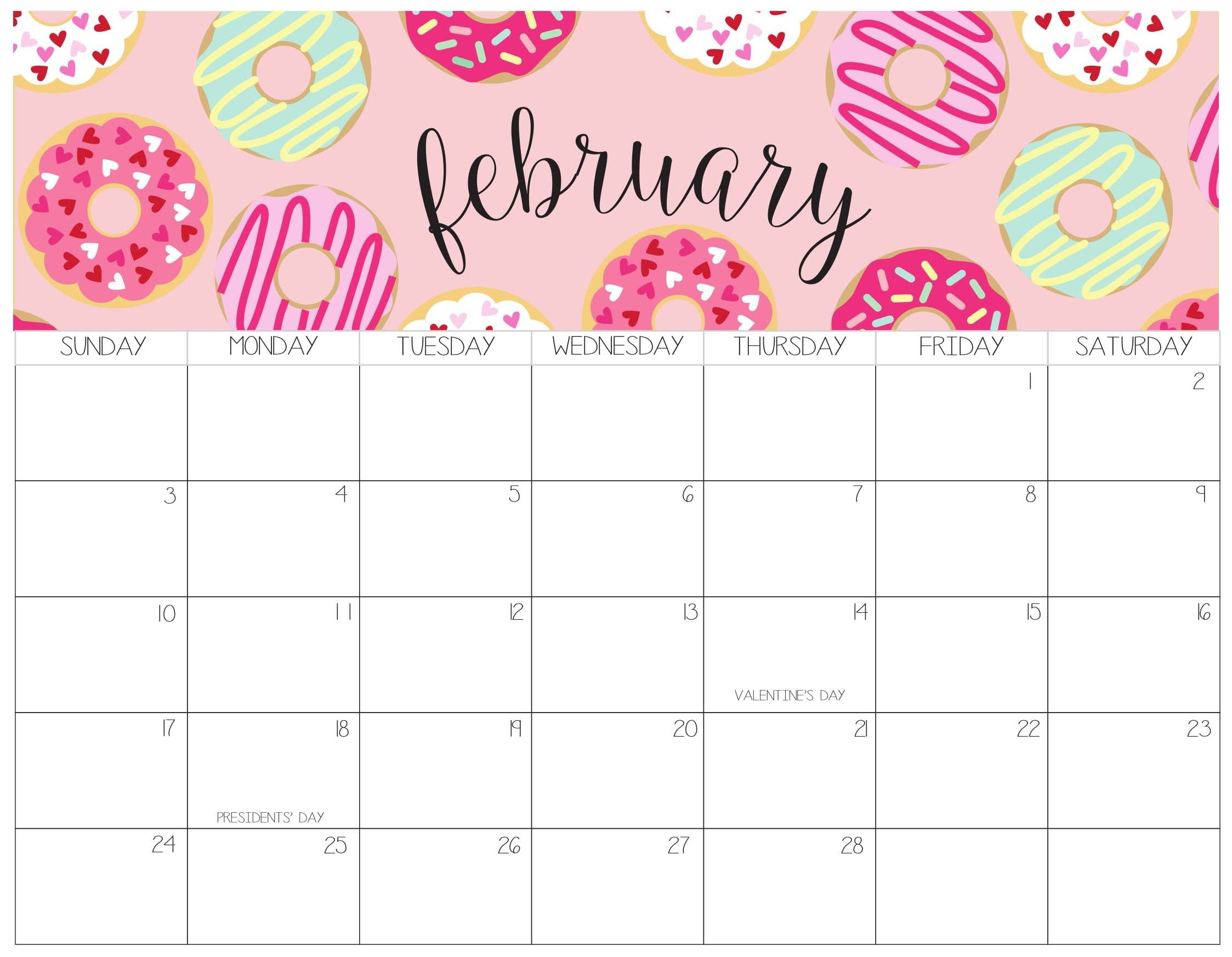 Cute February 2019 Calendar Printable Template Calendar Printables