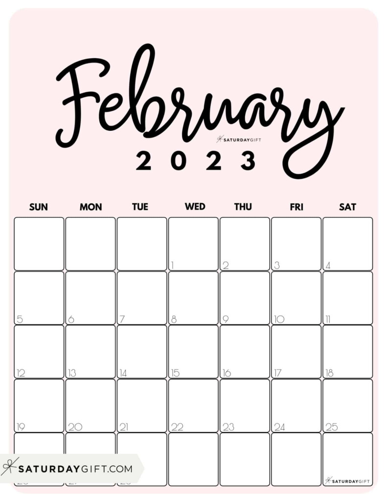 Cute Free Printable February 2023 Calendar Designs By SaturdayGift