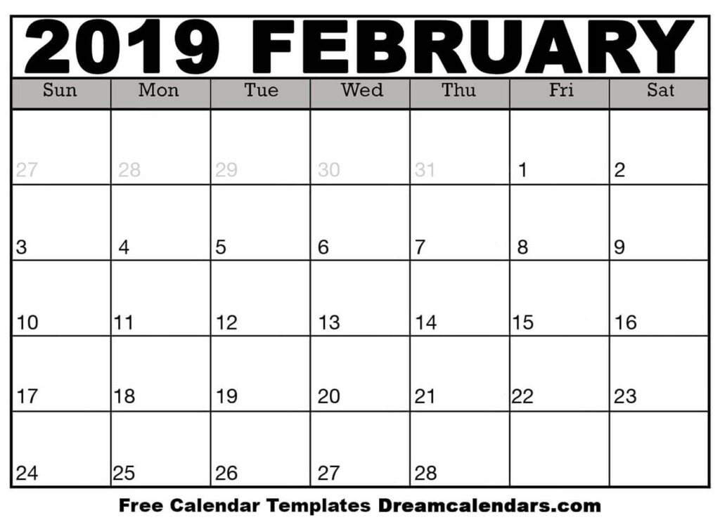 Download Printable February 2019 Calendars