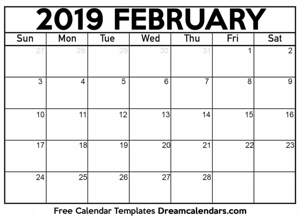 Download Printable February 2019 Calendars