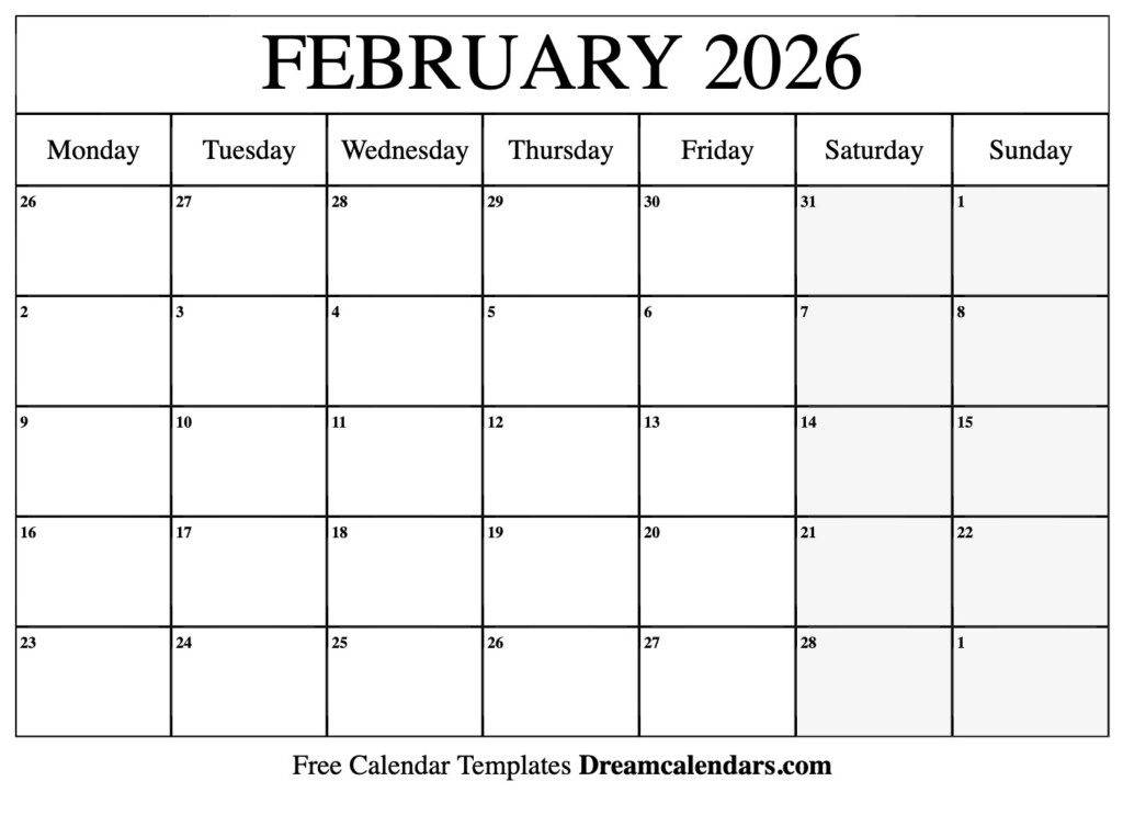 Download Printable February 2026 Calendars