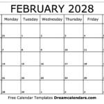 Download Printable February 2028 Calendars