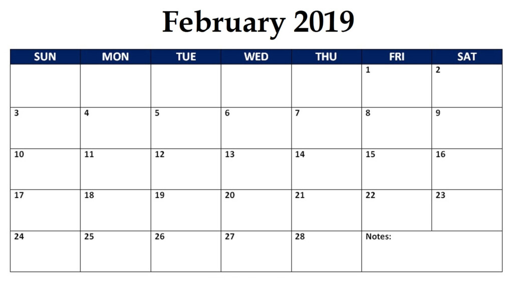 Editable Feb 2019 Calendar PDF Word Excel Printable Template With Holidays