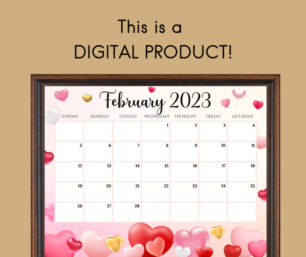 EDITABLE February 2023 Calendar Happy Valentine With Sweet Etsy
