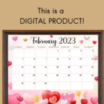 EDITABLE February 2023 Calendar Happy Valentine With Sweet Etsy