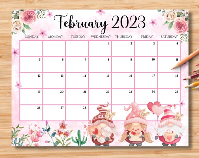 EDITABLE February 2023 Calendar Sweet Valentine With Love Etsy Australia