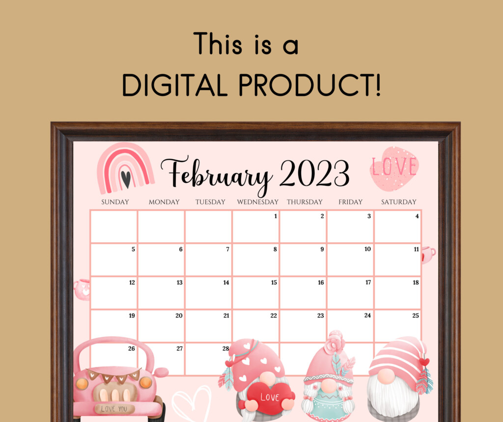 EDITABLE February 2023 Calendar Sweet Valentine With Love Etsy UK