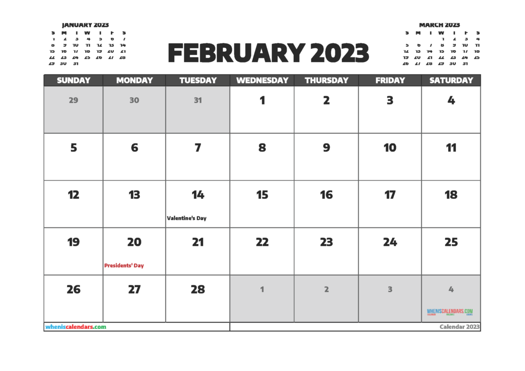 Editable Printable February 2023 Calendar 3 Month Template 