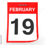February 19 Calendar On White Background Stock Photo And Royalty