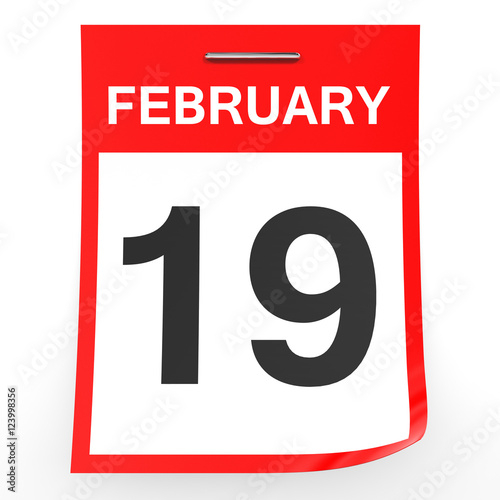  February 19 Calendar On White Background Stock Photo And Royalty 