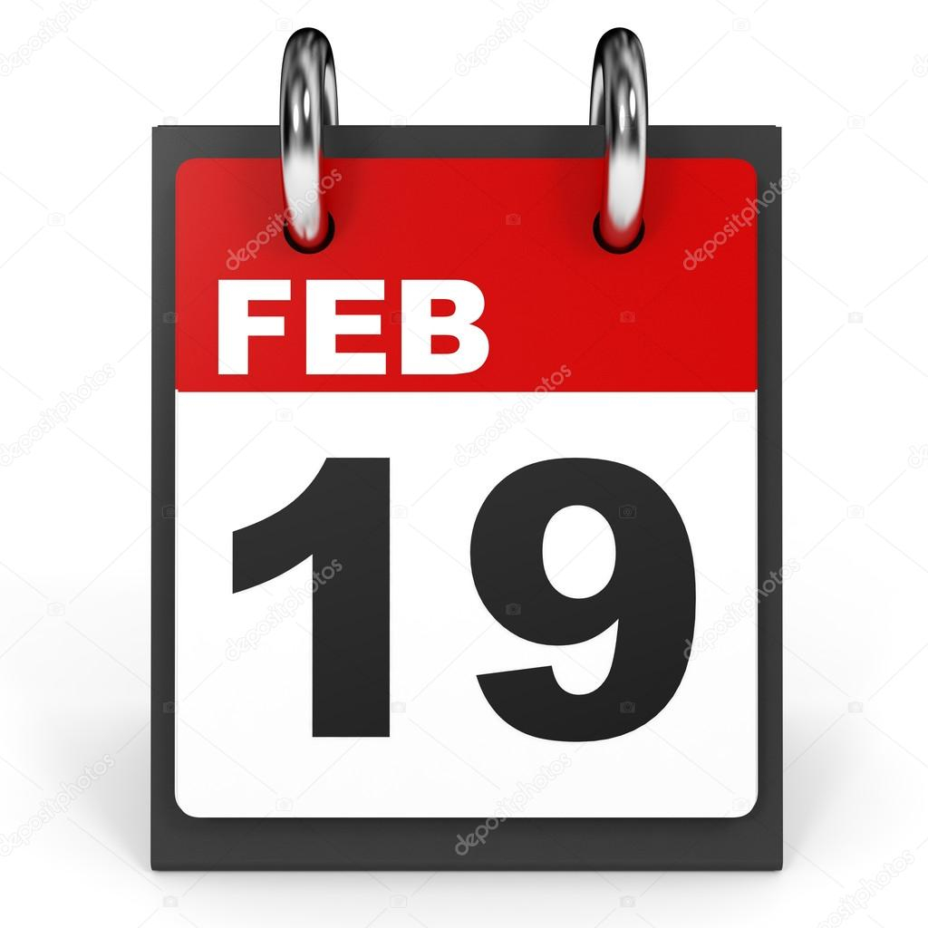 February 19 Calendar On White Background Stock Photo ICreative3D