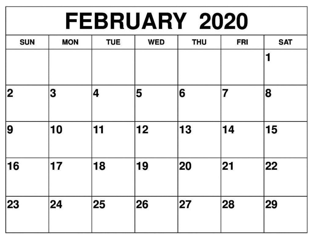 February 2020 Calendar PDF Excel Sheet Free Printable Calendar