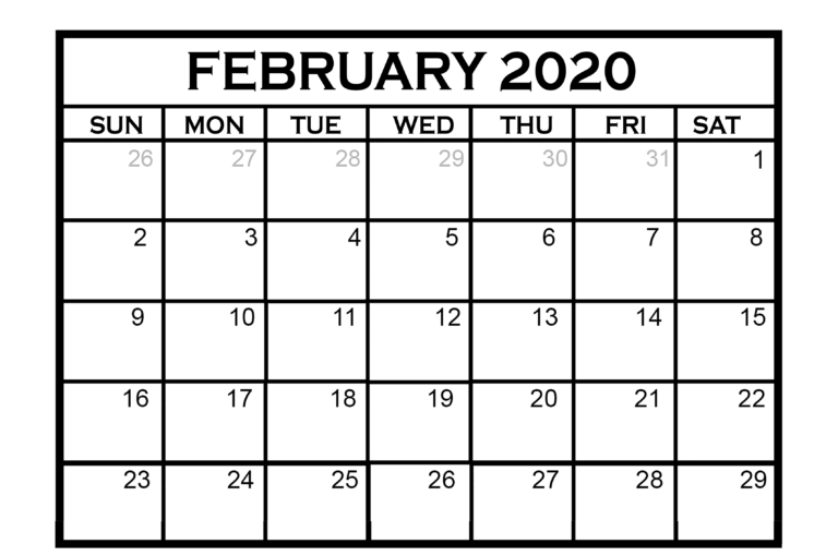 February 2020 Calendar PDF Excel Sheet Free Printable Calendar