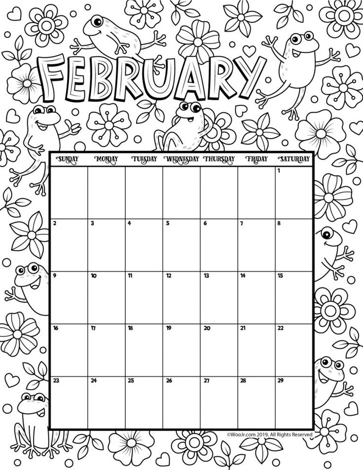 February 2020 Coloring Calendar Woo Jr Kids Activities Coloring 
