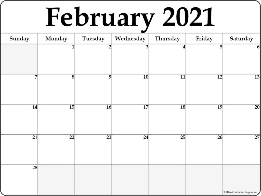 February 2021 Blank Calendar Printable March