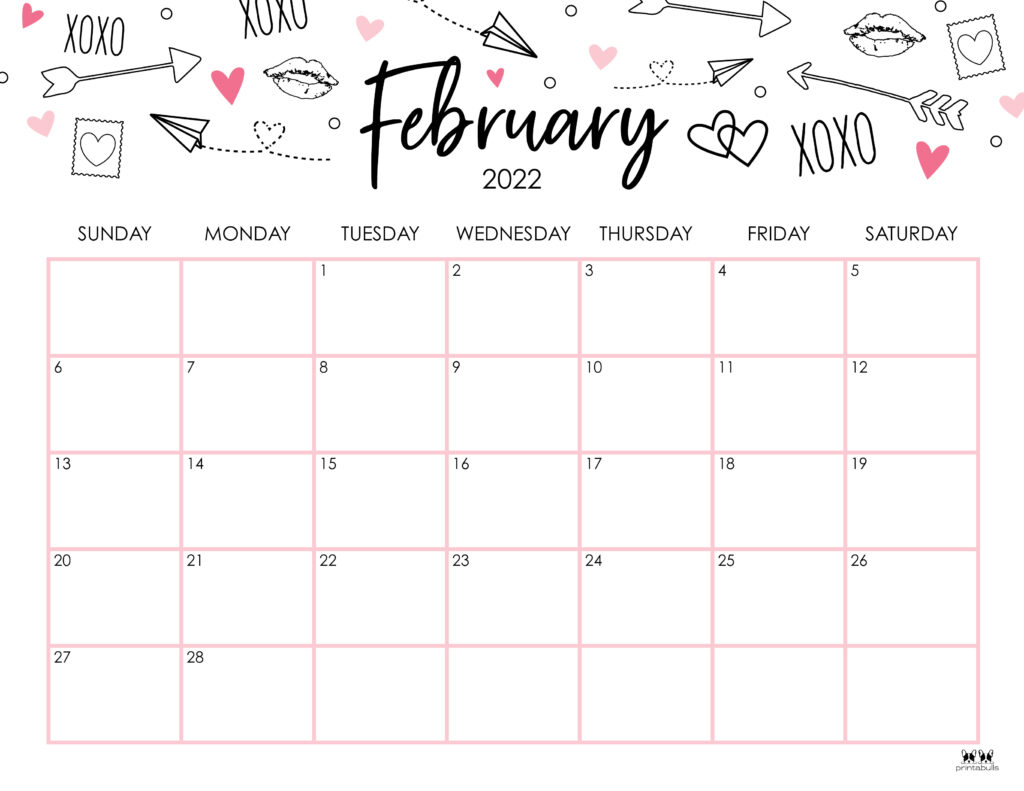 February 2022 Calendars 15 FREE Printables Printabulls