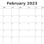 February 2023 Blank Calendar Template