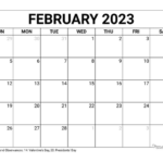 February 2023 Calendar Free Printable With Holidays
