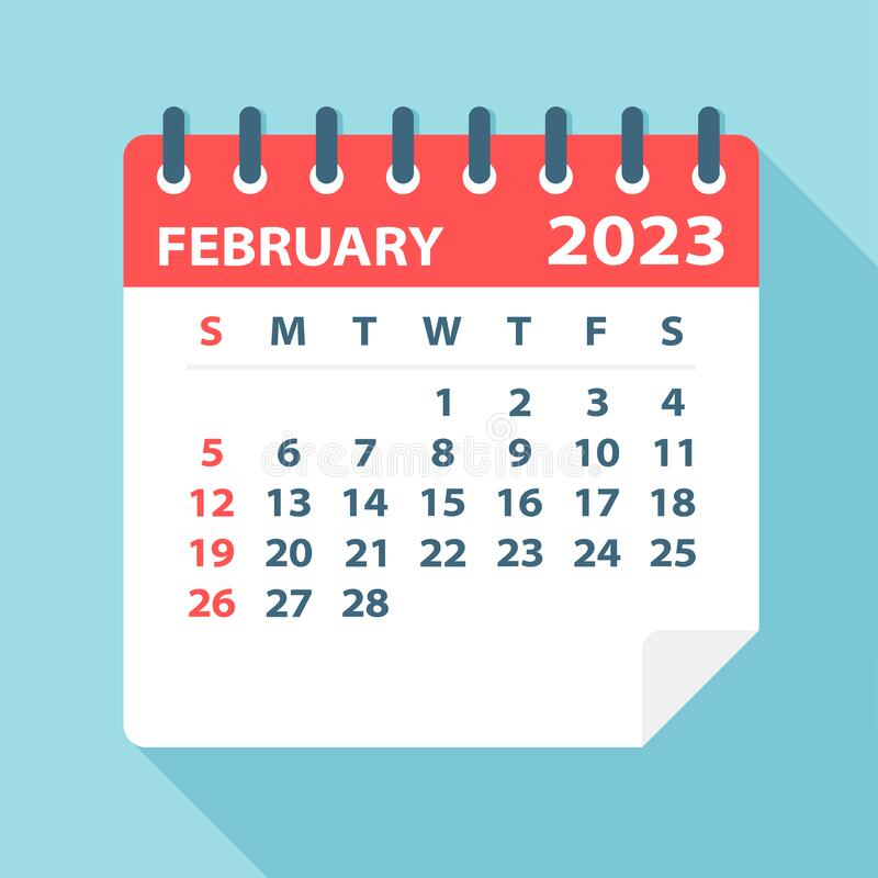 February 2023 Calendar Leaf Vector Illustration Stock Illustration 