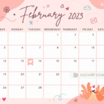February 2023 Calendar Lovely Sweet Valentine s Day Etsy