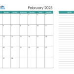 February 2023 Calendar PDF Word Excel