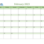 February 2023 Calendar PDF Word Excel