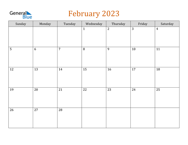 February 2023 Calendar PDF Word Excel 