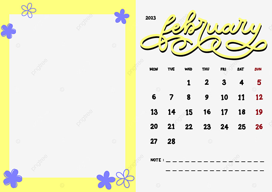 February 2023 Calendar PNG Transparent February 2023 Handlettering 