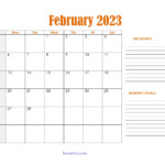 February 2023 Calendar Printable PDF With Holidays Templates